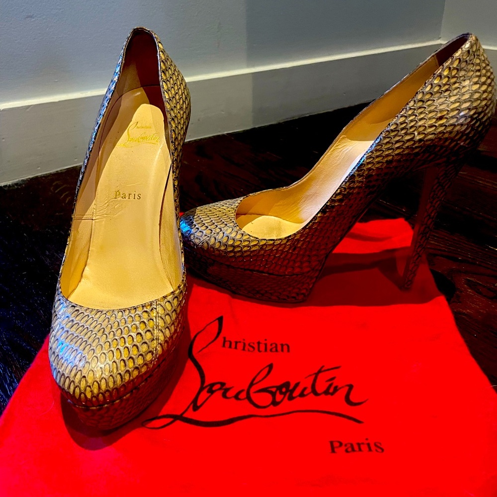 Christian Louboutin Size 40 1/2 Python Platforms - image 1